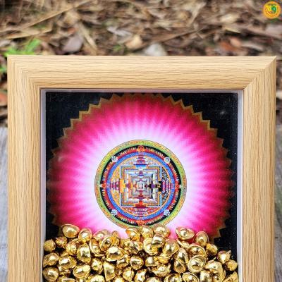 Tranh lưu niệm để bàn mandala kalachakra và thỏi vàng mẫu 1
